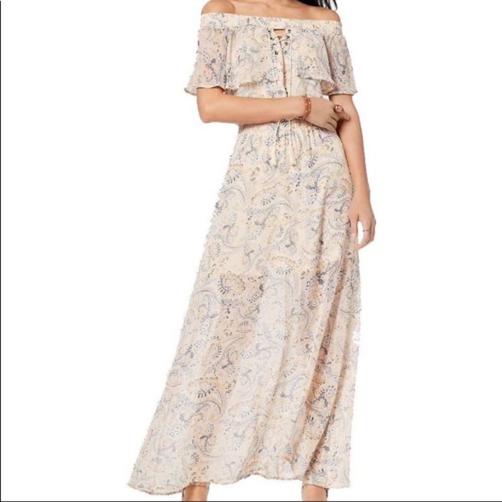 American Rag Off Shoulder Cream Floral Maxi Dress